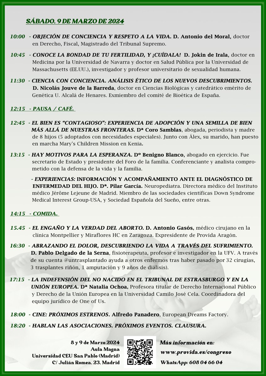 Es_Provida's tweet photo. 🟢 ¡PROGRAMA DE CONFERENCIAS DEFINITIVO!🟢

¡Ojea el programa del XXI Congreso Nacional Provida!

📍 8 y 9 de marzo, Madrid

🔍Más Info: https://t.co/Dh92dksP8b

✍️ ¡APÚNTATE YA AL CONGRESO Y COMPÁRTELO! https://t.co/0utNAlrESB

#sialaVida  #CongresoProvida @acdp_es @FamiliaCEU https://t.co/G8AYdhhXGq