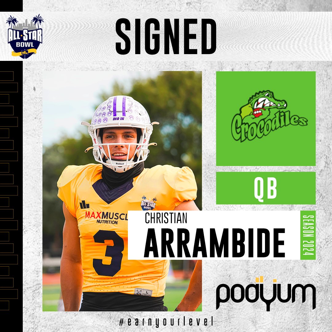 SIGNED‼️🖊️ Congrats to the Offensive MVP of the 2024 @PodyumBowl, @c_arrambide1223 on signing his first professional contract with the @Crocodilesoffic! Former @kwc_football quarterback is continuing his career in Finland. #EarnYourLevel #ProFootball #InternationalFootball