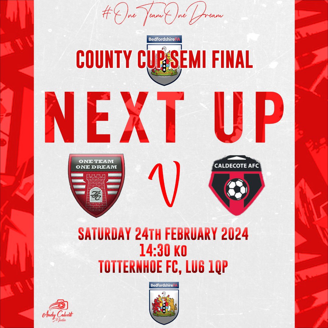 Totternhoe Football Club (@tottsfc) on Twitter photo Huge game this weekend as we take on a high flying <a href="/CaldecoteAfc/">Caldecote AFC</a> in the County Cup Semi Final.
This should be an excellent game so if youโre in the area be sure to come down and cheer the lads on.
#UTT ๐ดโช๏ธ Huge game this weekend as we take on a high flying <a href="/CaldecoteAfc/">Caldecote AFC</a> in the County Cup Semi Final.
This should be an excellent game so if youโre in the area be sure to come down and cheer the lads on.
#UTT ๐ดโช๏ธ