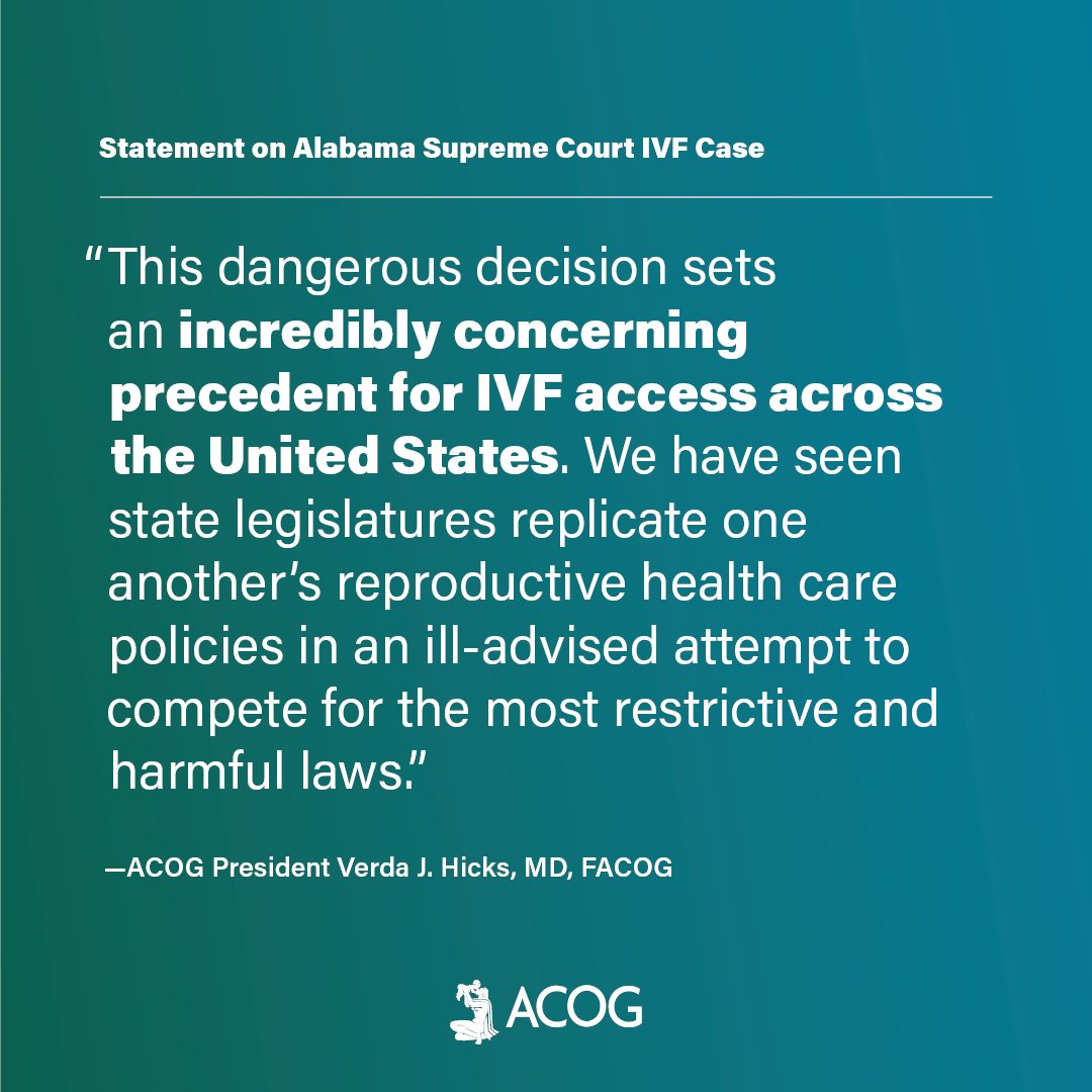 The LePage v. Mobile Infirmary Clinic ruling in Alabama threatens IVF access nationwide. We support our Alabama members and their communities. We continue to fight to protect reproductive health care from legislative and judicial interference. Read more: bit.ly/48pxsGf