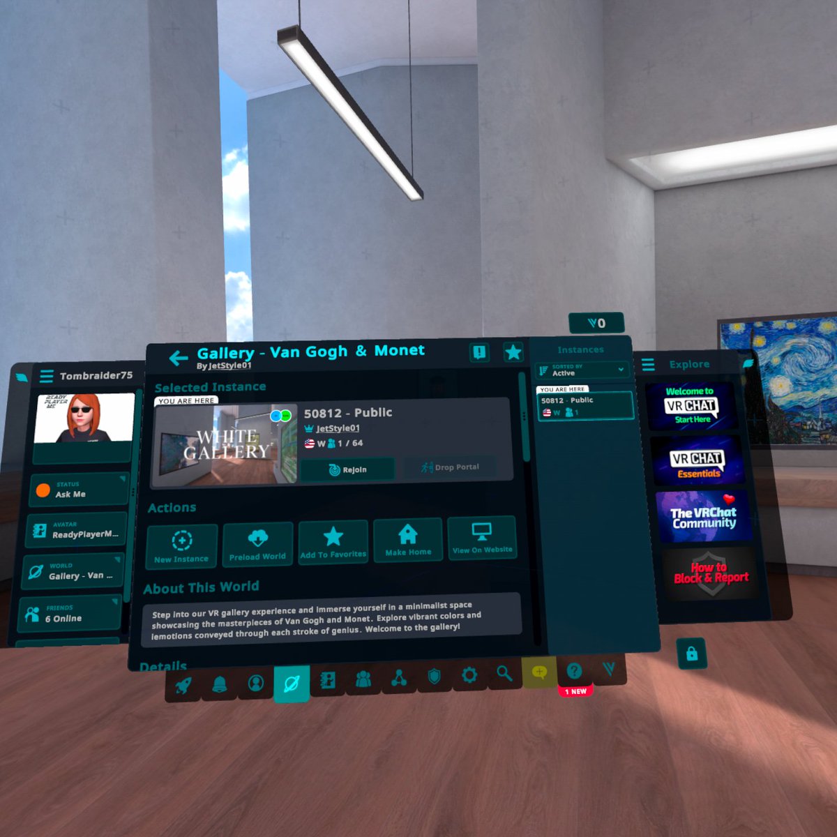 Tombraider75's tweet photo. Gallery- Van Gogh and Monet on VRChat by JetStyle01. World has capacity for 64 avatars. Lovely gallery so enjoy! #VRChat #VR #Quest3 #META #art #Monet #VanGogh #virtualgalleries https://t.co/5ZZYuRg5YM
