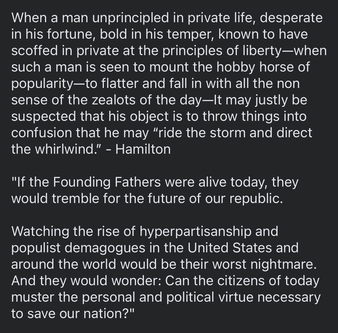 NicLott's tweet photo. The Founders Antidote to Demagoguery is a Lesson for Today 

Thanks for sharing Judge Luttig.   @judgeluttig

Read more: https://t.co/MjGFAES8sv https://t.co/0xwzor3hpK