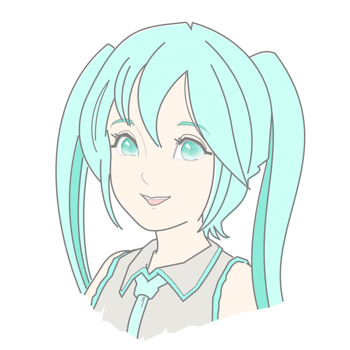 sottodashi's tweet image. 世の中、あまりに沢山のタッチがあふれていたので。。。どんなものかと思ってみたら 難しかった😳

#初音ミク #mikuhatsune #インクスケープ #inkscape