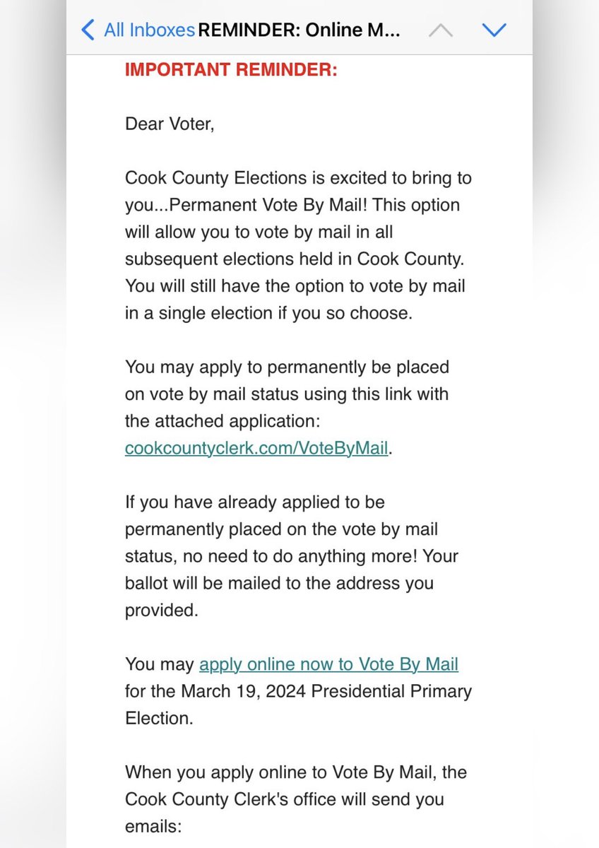 We all know Chicago’s elections are rigged, but they’re about to get much worse

Cook county is now emailing voters and asking them to sign up for “Permanent Vote by Mail”

If you move and someone doesn’t change their address, you’ll be automatically receiving their ballot

I’m