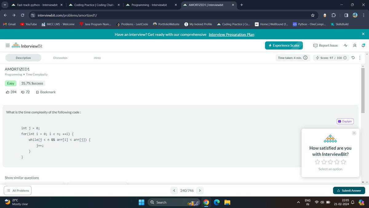 vermaraj2010's tweet photo. Hello All,
I have completed #Day051 of #365DaysofCode Challenge with @Scaler_official

Solved time complexity questions.

Scaler discord community link: https://t.co/IPOO4C7acY 

#scalerdiscord #codewithscaler #365daysofcodescaler #interviewBit https://t.co/zCVH8GwkB8