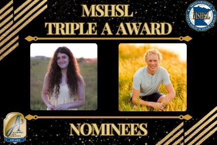 DetLakesHigh's tweet photo. Congrats DLHS Triple A Nominees Elle Bettcher and Micah Barberg. They will be recognized on Sunday during a banquet at Cragun’s along with nominees from 15 other Region 8AA Schools. ⁦@DLPublicSchools⁩ ⁦@KdlmSports⁩ ⁦@NickLSports⁩ #ChampionsInLife https://t.co/WXdKOl6pk3