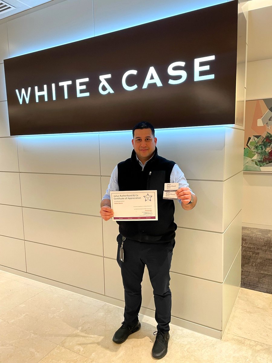 Shoutout to Fabian, who was recently nominated for a JR&Co Stars Award by our client at @WhiteCase. Fabian went the extra mile and prevented a considerable amount of damage to our client's kitchen cabinets and floor when a tap came loose. Well done, Fabian! 👏 👏👏