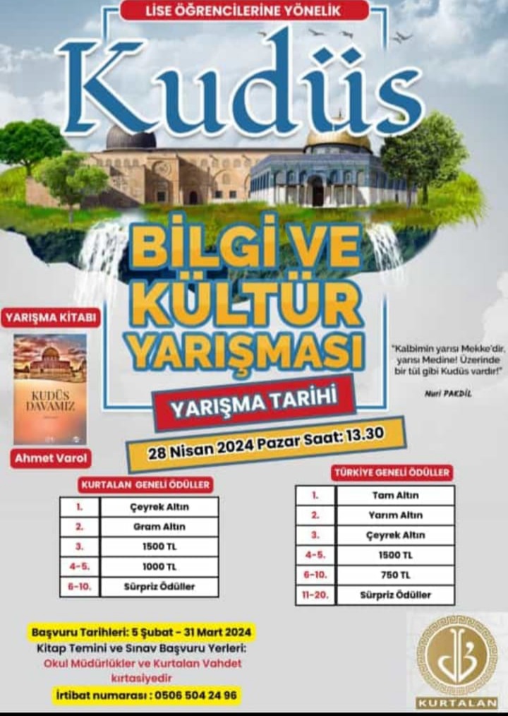 Kudüs Bilgi ve Kültür Yarışması başvuruları başladı.
