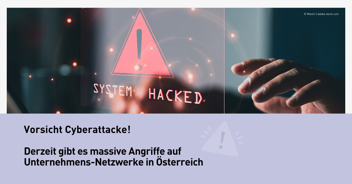 ⚠️ Das Bundeskriminalamt warnt vor Cyberangriffen auf Unternehmensnetzwerke in Österreich und Deutschland. Diese Angriffe nutzen Ransomware, um illegal auf Netzwerke zuzugreifen und Daten zu verschlüsseln. Mehr Infos & Präventionstipps: ℹ️ wko.at/warnungen/mass…