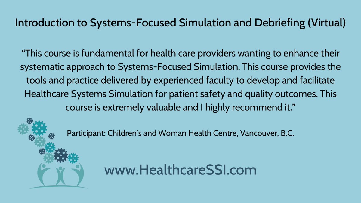 Announcing our Spring course is now open for registration (May/June 2024)
Introduction to Systems-Focused Simulation and Debriefing...
Learn more: ·  simulationcanada.ca/pro-dev/full-c…
#patientsafety #healthcaredesign