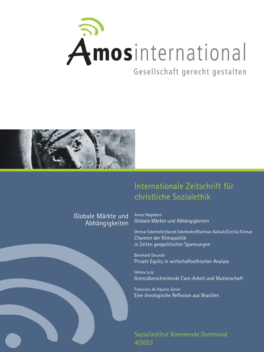 Durch #globale Märkte ist die Weltgemeinschaft auf vielfältige Weise verbunden. Im neuen <a href="/journal_amosin/">Amosinternational</a> geht es u.a. um Chancen der #Klimapolitik, grenzüberschreitende #Care-Arbeit, Private Equity und #Welternährung: 
amosinternational.de/magazine/issue…
<a href="/edenhofer_jacob/">Jacob Edenhofer 🇪🇺 🇺🇦</a> <a href="/mkalkuhl/">Matthias Kalkuhl</a> <a href="/Misereor/">Misereor</a>