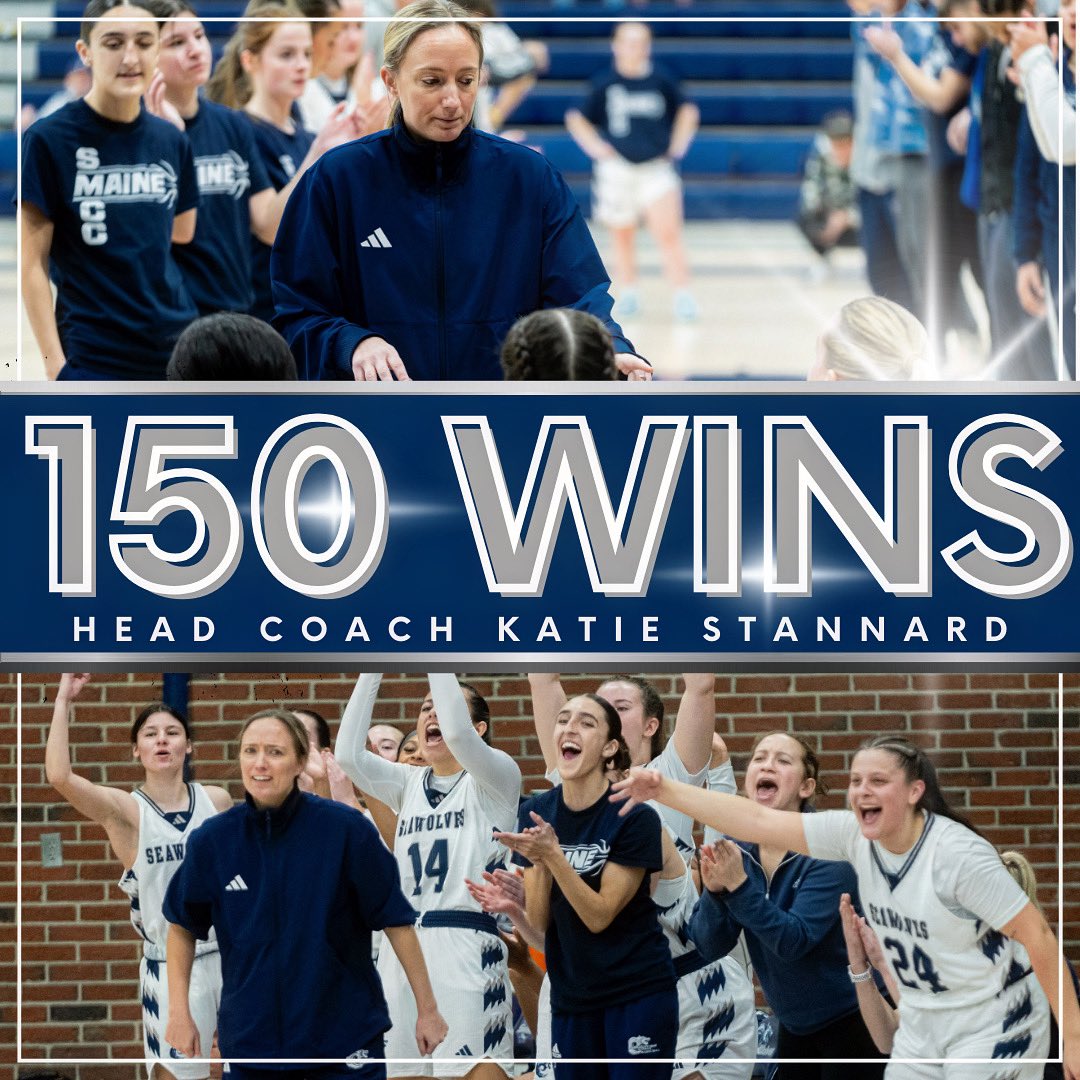 🙌 Congratulations to <a href="/seawolveswbb/">SMCC Women's Basketball</a> Head Coach Katie Stannard for eclipsing the 150 career win mark!

Inside her 8th season at SMCC, Coach Stannard sports a 150-47 overall mark (.761 win%) and 83-21 record in <a href="/YSCC8/">Yankee Conference</a> play (.798 win%). #WeAreSMCC #GoSeawolves <a href="/USCAA/">USCAA</a> <a href="/smccmaine/">smccmaine</a>