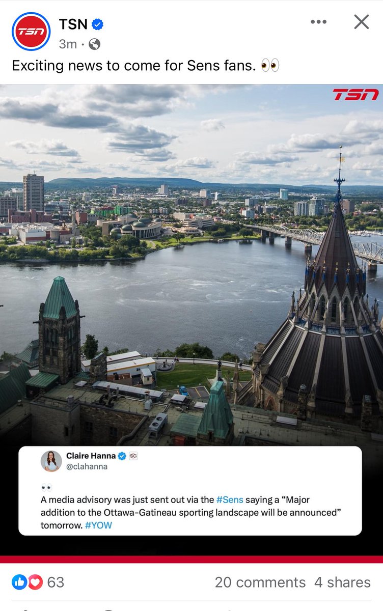 jonappotive's tweet photo. @MichaelKarvelis @clahanna Not when TSN hyped it up as exciting news for sens fans. Made it sound like an arena deal was imminent and that was the announcement. Misleading and disappointing. Hopefully the arena comes soon. https://t.co/WxTOW3wwuG