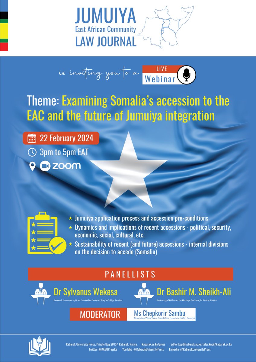 Tomorrow, I'll moderate a session discussing Somalia's admission into @jumuiya. Dr. Bashir Sheikh-Ali, who wrote on this for @HIPSINSTITUTE, and my good friend @SylWekesa, will share their insights on the topic. I welcome you all, especially the citizens of Jumuiya & IGAD.