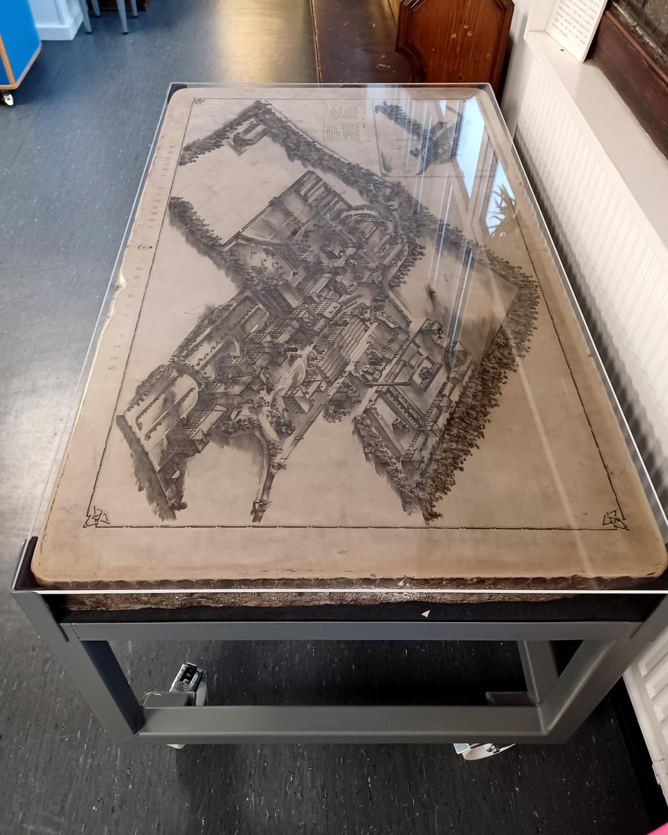 MHMwakefield's tweet photo. #MHM50 week 9: Isometric Drawing by James Walker c1862. James, an architect from Leeds, was admitted to #WRPLA Nov 1861. Part of his therapy was to continue drawing & he created this impressively detailed plan during his admission. The original printing block is in our collection https://t.co/NvyecFnIX2