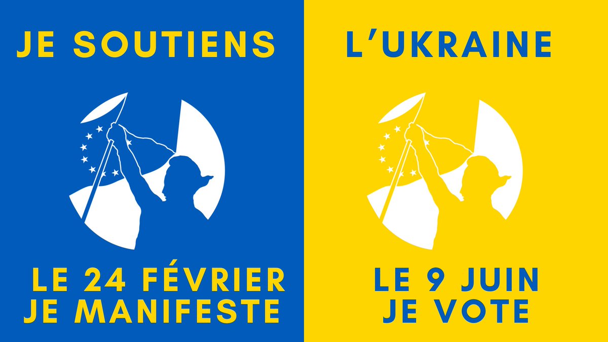 🇺🇦🇪🇺 Ce 24 février sonnera les 2 ans du conflit en Ukraine 

✊La guerre ne peut plus durer : Pour soutenir l’Ukraine, votons aux élections européennes !

Rendez-vous samedi partout en France pour manifester. 

Si toi aussi tu soutiens : partage ! 

#UkraineWar #EE2024