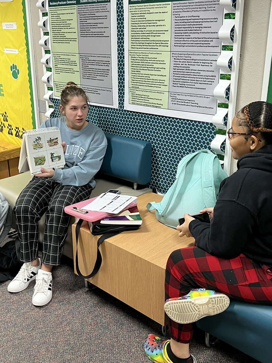Love what I am seeing from my <a href="/NWMOSTATE/">Northwest Missouri State University</a> SpEd majors! Sharing with peers from her preparation in class and using extra time in between classes to practice assessment administration with a classmate. #CareerReadyDay1 💚🖤