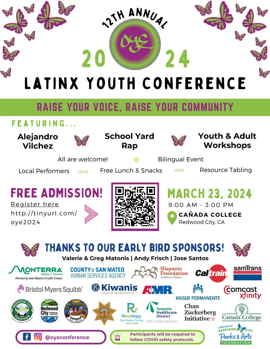 SeqUHSD's tweet photo. The 12th Annual OYE Latinx Youth Conference takes place on Saturday, March 23, 2024 from 9:00 AM to 3:00 PM at @CanadaCollege! Students are invited to explore ideas and discussions on Latinx culture and identity, obstacles their community faces, and opportunities for...

(1/2) https://t.co/lvTC8Du1KU