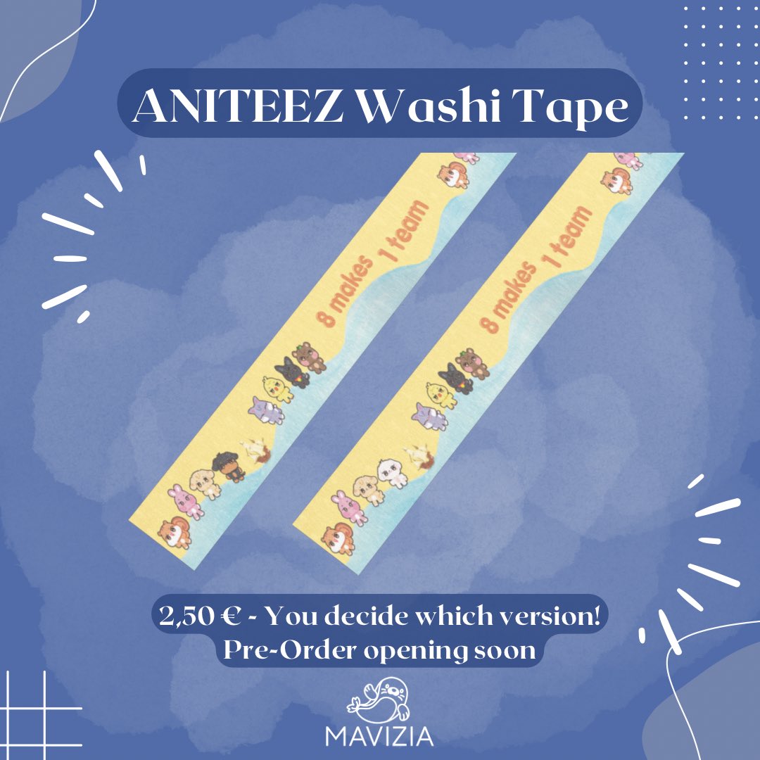 ANITEEZ Washi Tape - you decide which version shall be produced or even both?

I turned Yeosang into the Doberman he is. 🩵

× 15 mm width
× 10 m length 
× 2,50 €

Pre-Orders will open this Sunday!
#ATEEZ #ANITEEZ #ANITEEZ_IN_ILLUSION #maviziaeu