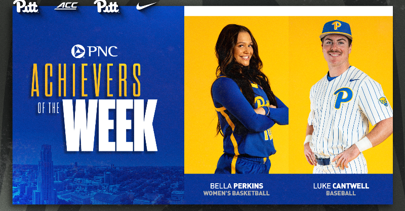 Pitt_ATHLETICS's tweet photo. Presenting this week's @PNCBank Achievers of the Week:

@Pitt_WBB: Bella Perkins
@Pitt_BASE: Luke Cantwell

#H2P | #PNCAchievers
