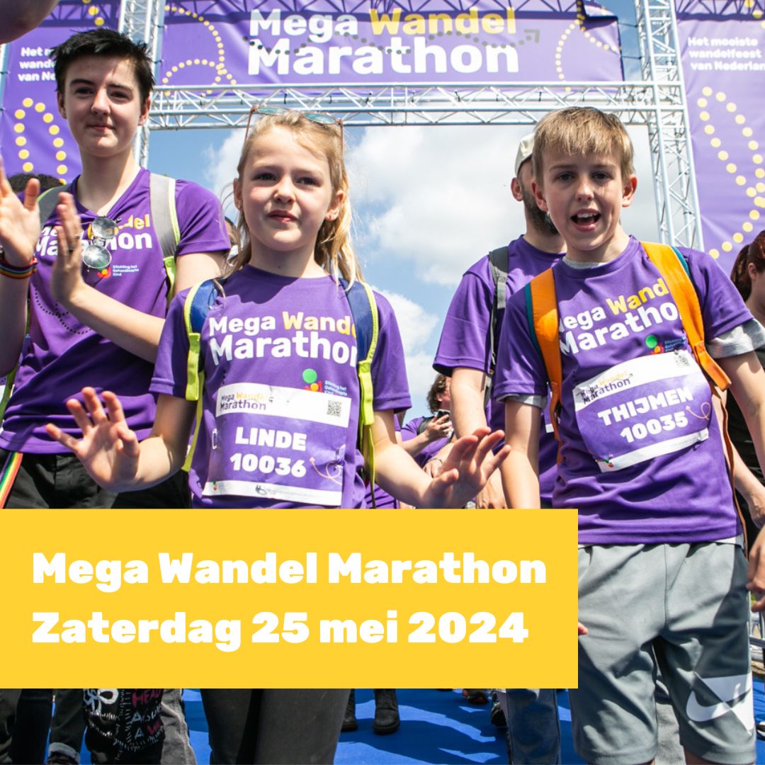 SAVE THE DATE❗🗓️
Mega Wandel Marathon - zaterdag 25 mei 2024 👣 Schrijf je nu in, want dan ontvang je direct een donatie van maar liefst € 15. 🔸 megawandelmarathon.nl 🔸