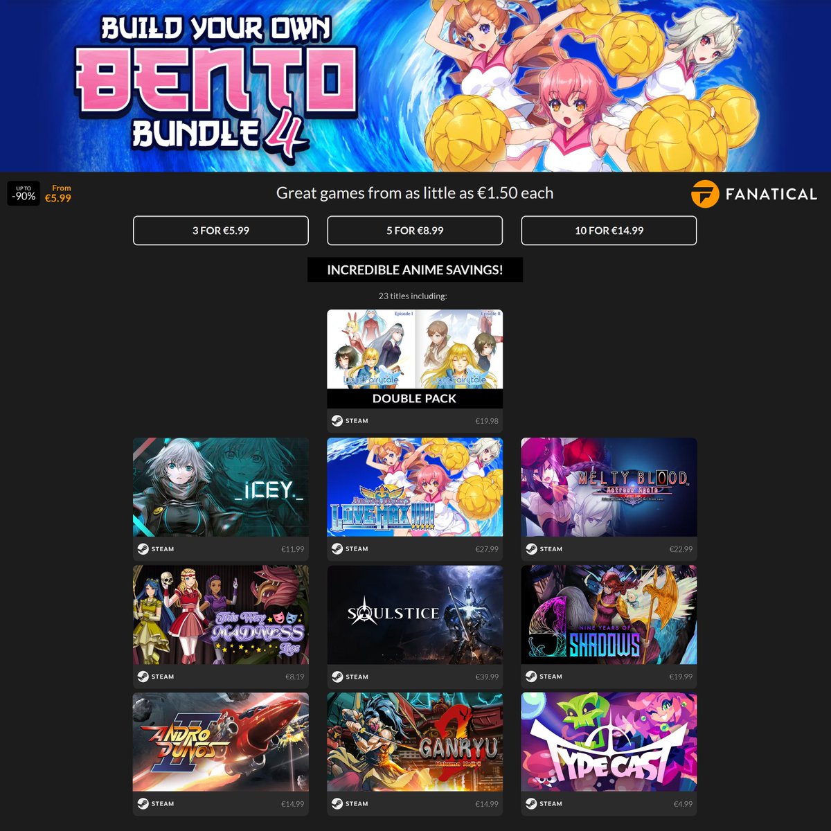 Episode 1 & 2 of my #JRPG series 'Light Fairytale' are now included in the latest 'Bento' bundle @Fanatical: fanatical.com/en/pick-and-mi… #LightFairytale #Steam #Fanatical #PCGaming #RPG #Anime #Bundle #Gaming #Deals #IndieGames #GamingOnLinux #SteamDeck #Sales