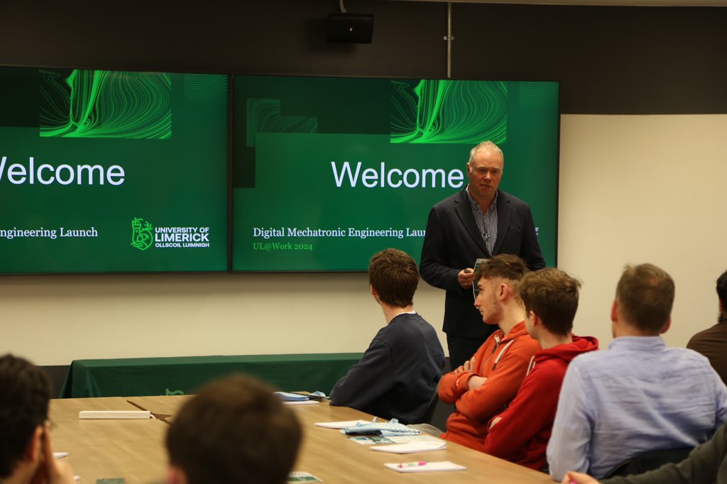 A full house to hear Professor Conor McCarthy launch the new Digital Mechatronic Engineering Programme <a href="/UL/">University Of Limerick</a> 

The programme will be available for students to choose as a graduate pathway from year two after completing the common entry engineering programme

#studyatul #ULAtWork