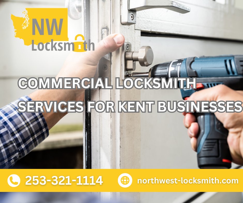 NWLocksmithWA's tweet image. Secure your Kent business with Northwest Locksmith's top-notch commercial locksmith services. Our expert team specializes in lock installation, expert repairs, and rekeying. Call 253-321-1114 today!

#KentLocksmith #LocksmithKent #CommercialLocksmith #LockInstallation #Rekeying