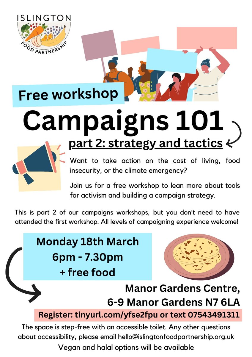 Want to work together to achieve real change? Join us for a free workshop on building a campaign strategy. Monday 18th March, 6pm - 7.30pm at Manor Gardens Centre N7 6LA. Register for free here: tinyurl.com/yfse2fpu