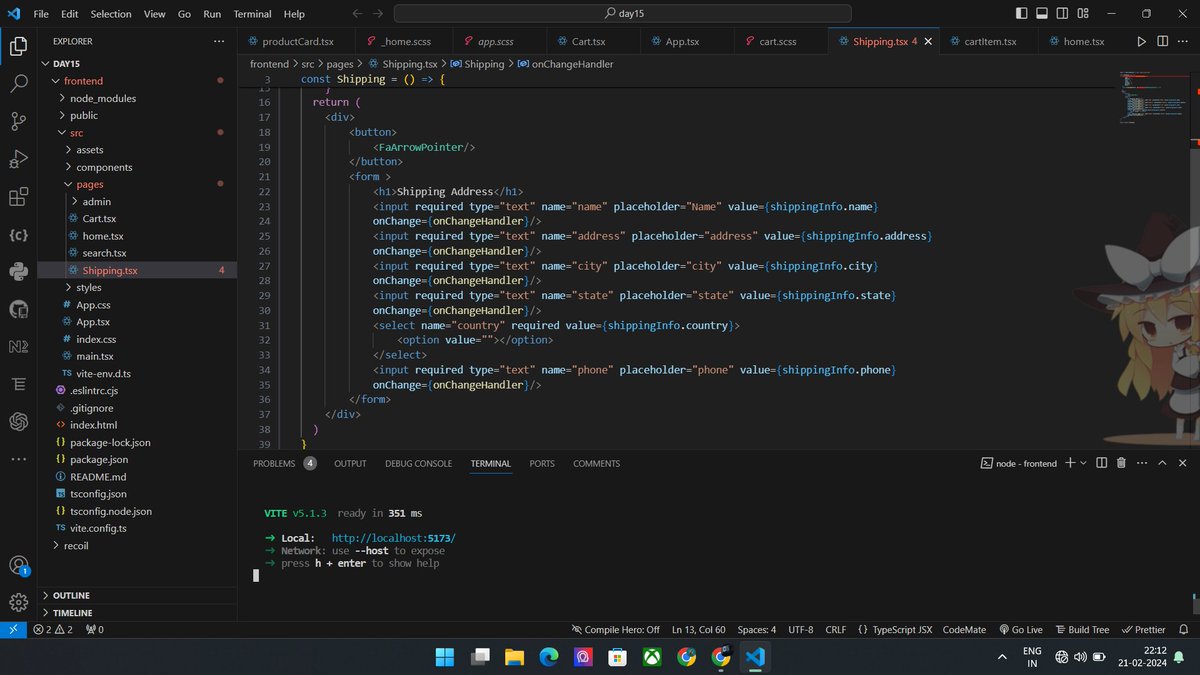 adiasfreelancer's tweet photo. Hello everyone,
I've Completed #Day018 of #365DaysofCode, Video Creation for Personal Branding, Work on eCommerce Website, Revision of (Context, State, Recoil). Coding Continue Excited for the journey ahead! Join me in sharing learning adventures.  #Restart2_0 #LearningJourney https://t.co/ZuBXoX7RoQ