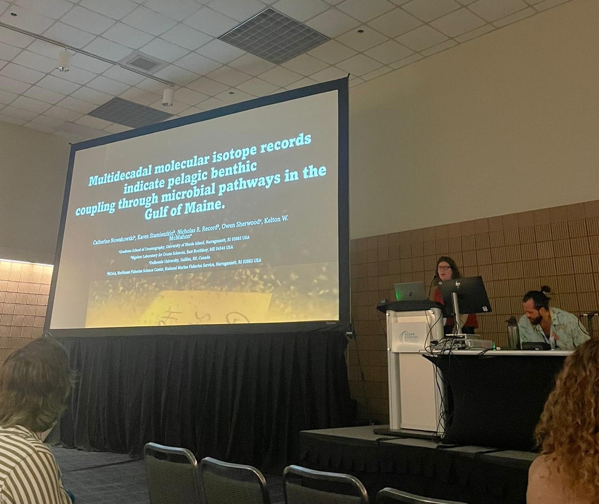 Kelton McMahon (@drkeltonmcmahon) on Twitter photo Recent McMahon Lab PhD grad <a href="/URIGSO/">URI Graduate School of Oceanography</a>, now <a href="/EPA/">U.S. EPA</a> postdoc <a href="/CatrinaNow/">Catrina Nowakowski</a> shares insights into multidecadal shifts in pelagic-benthic coupling in the Gulf of Maine from molecular isotope records of zooplankton and deep sea corals. #OSM24 #Isotopes #ClimateChange #MarineFoodWevs Recent McMahon Lab PhD grad <a href="/URIGSO/">URI Graduate School of Oceanography</a>, now <a href="/EPA/">U.S. EPA</a> postdoc <a href="/CatrinaNow/">Catrina Nowakowski</a> shares insights into multidecadal shifts in pelagic-benthic coupling in the Gulf of Maine from molecular isotope records of zooplankton and deep sea corals. #OSM24 #Isotopes #ClimateChange #MarineFoodWevs
