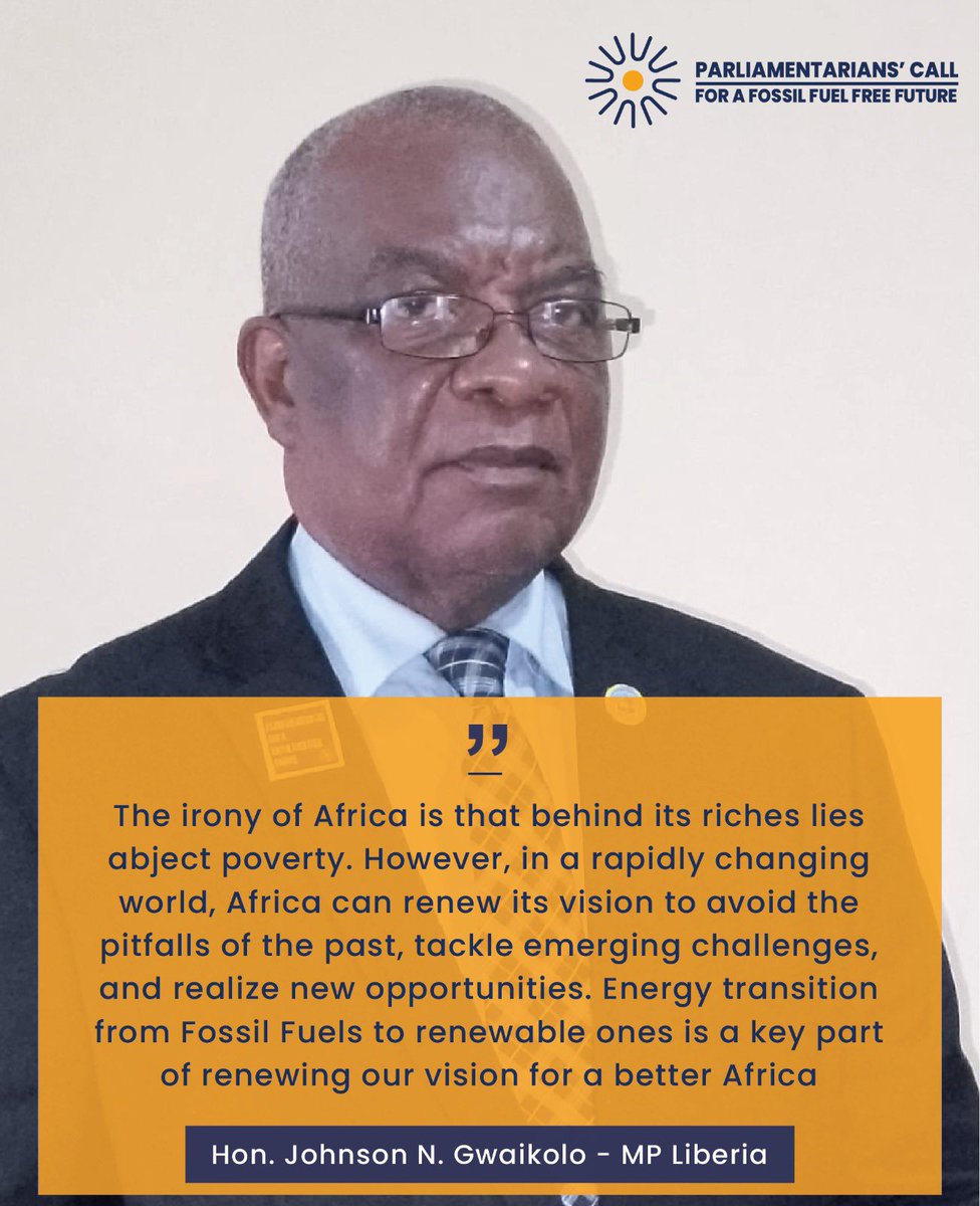 We are deeply saddened by the passing of Hon. Johnson Gwaikolo, a true champion of climate action and a driving force behind Parliamentarians for a Fossil Free Future. Rest in power, Hon. Johnson  #ClimateAction #FossilFreeFuture