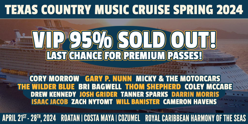 VIP almost sold out! Get the best seats in our large venues, access to the VIP show with Josh Ward, as well as morning acoustic artist interview shows with host Craig Vaughn in Dazzles overlooking the Boardwalk. texascountrymusiccruise.com #texascountry #reddirt #countrycruise