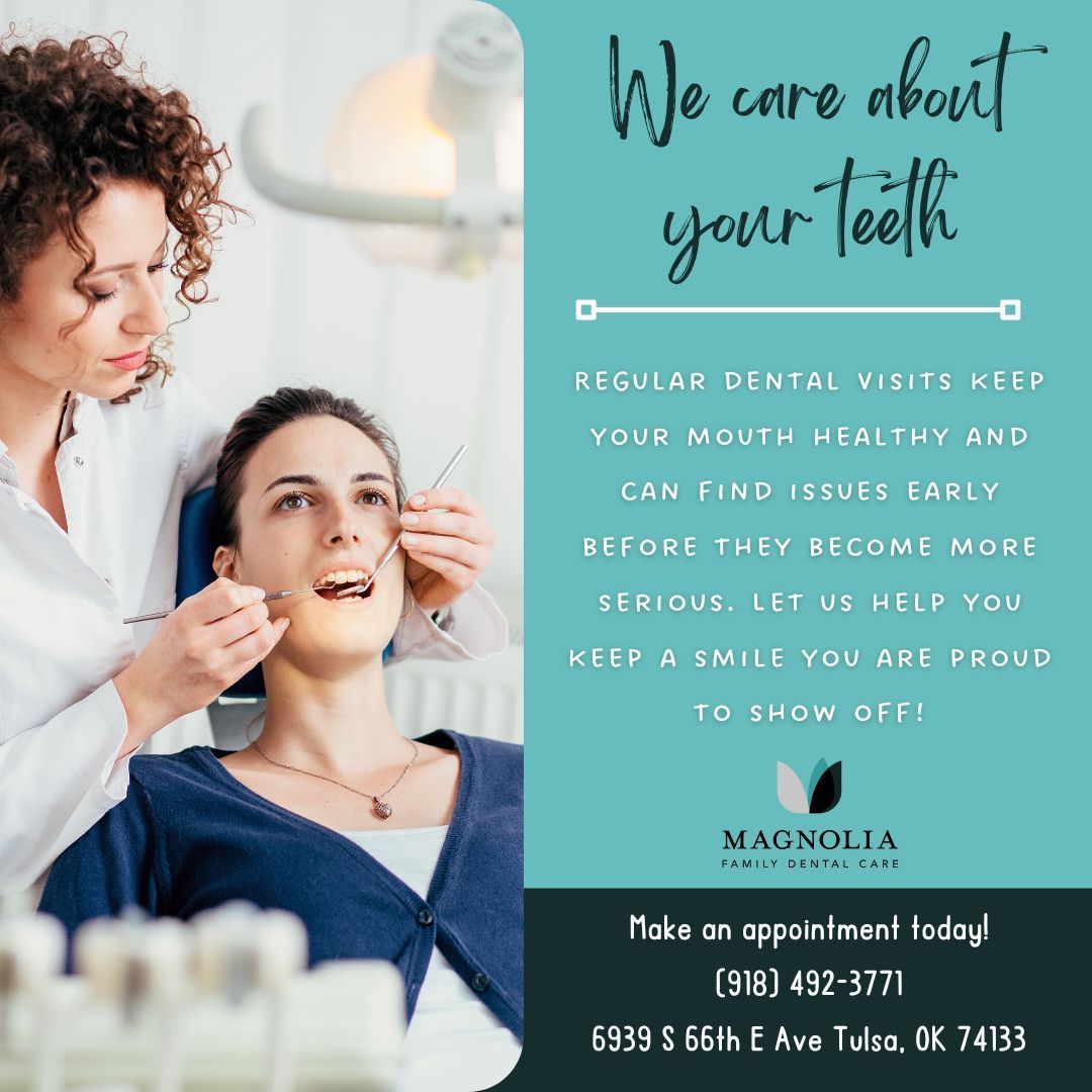 Have you been to the dentist in the last 6 months? If not, give us a call! 

#affordabledentistintulsa #magnoliafamilydentist #familydentalcare #kidsdentalintulsa #smileeveryday #tulsadentist #teethtips