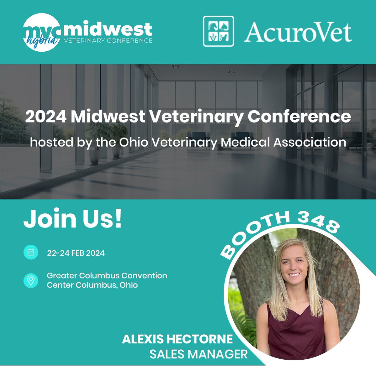 AcuroVet's tweet image. Tomorrow marks the big day as we gear up for the upcoming 2024 Midwest Veterinary Conference. Our Sales Manager, Alexis Hectorne, will be there to greet you and discuss all things veterinary practice management systems. Come chat with us at booth 348.
#AcuroVet #2024MVC