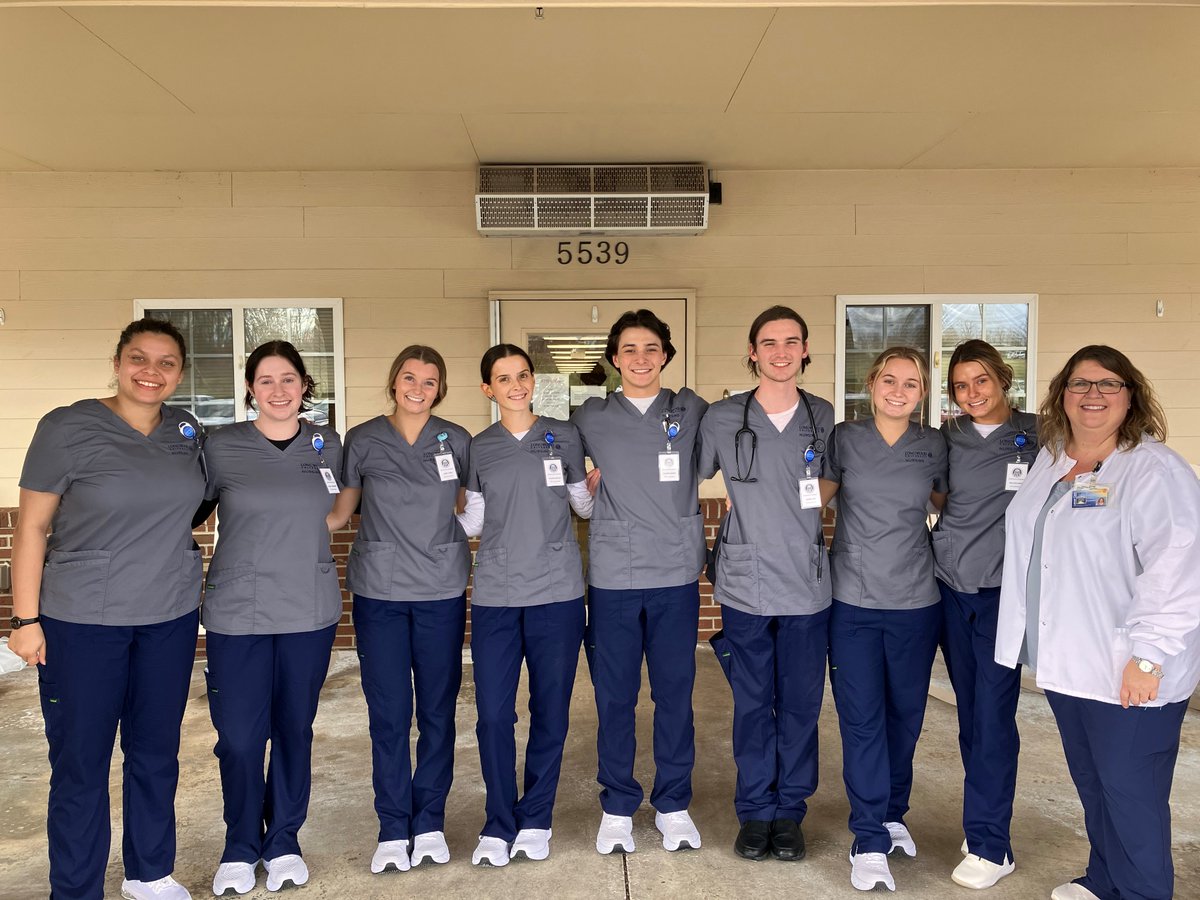 Take a look at our Sophomore groups of Nursing students with Dr. Compton-Dooley. They have just finished their first rotation at Chase City Health &amp; Rehab. They were very excited to learn and enthusiastic to be in the clinical setting providing care to adults! #longwoodnursing