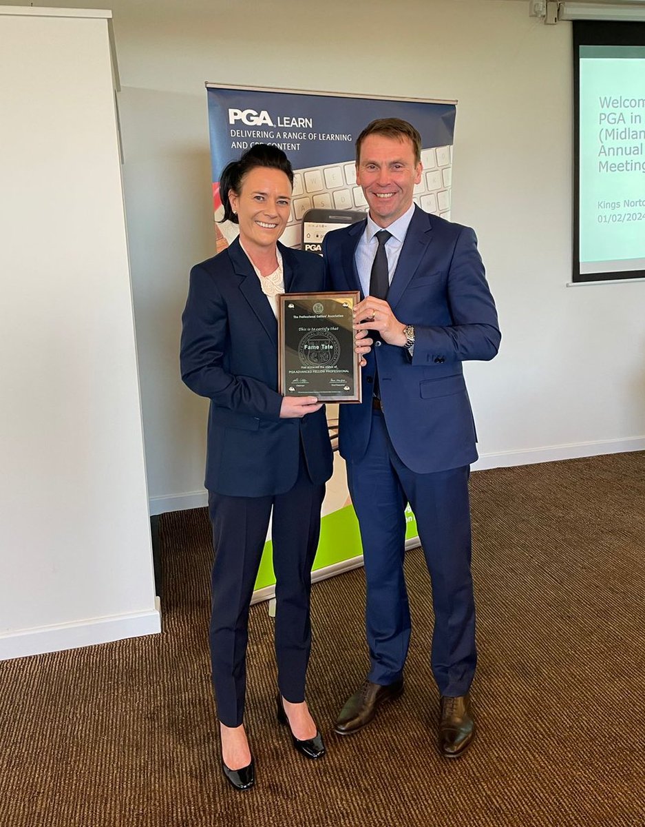 The fabulous @famegolfacademy was awarded with her @ThePGA Advanced Fellow Professional plaque at the recent PGA Midlands Members Meeting - congratulations again Fame! 👏🏼 Want to advance your #PGA membership designation? Find out more about PGA Excel ➡️ pga.info/about-the-pga/…