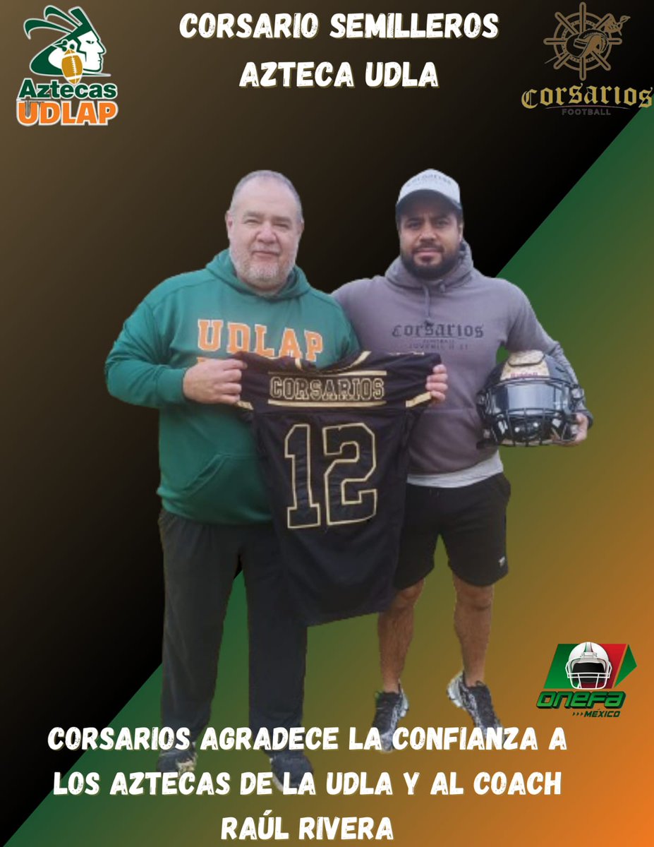 Atención ‼️
Corsarios ÁO Y AZTECAS DE LA UDLAP anunciamos nuestra alianza para que nuestro equipo sea semillero de los Aztecas de la Udla.
Y de esta manera reciban una beca universitaria.
GoCorsariosÁO🖤💛🩶

<a href="/lialimon/">Lía Limón</a> 
<a href="/DiegodelValleD/">Diego Del Valle</a> 
<a href="/Tercer_Cuarto/">Tercer Cuarto</a> 
<a href="/OnefaMX/">TOUCHDOWN</a> 
<a href="/receptorcommx/">receptor | Futbol Americano🏈🏟</a>