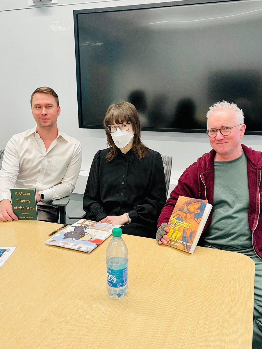 Great event last week - CHR Queer Book Launch with Samuel Clowes Huneke, Jessica Hurley, and Roger N. Lancaster, posing here with their new books Thank you, @schuneke @endtimesplural @RogerLancaster !