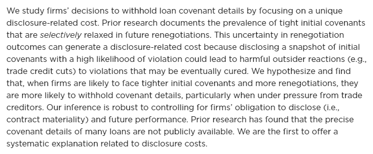 profcjgodlewski's tweet image. Do Firms Withhold Loan Covenant Details? by Li et al. in Accounting Review
doi.org/10.2308/TAR-20…
#research #covenants #loans #disclosure #renegotiation