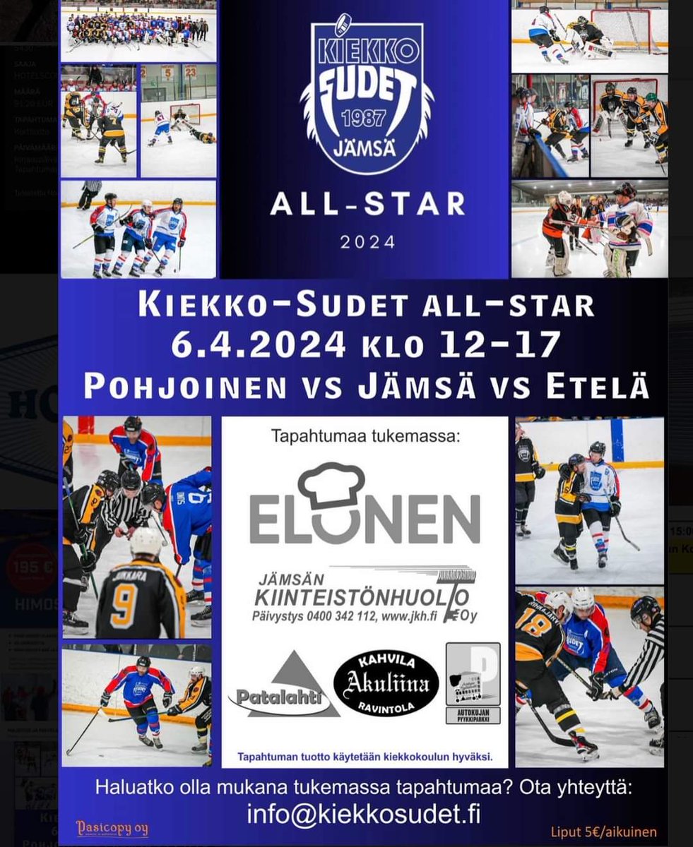 Tapahtuman tuotto Jämsänkosken Ilveksen kiekkokoulun hyväksi! 🧡💙