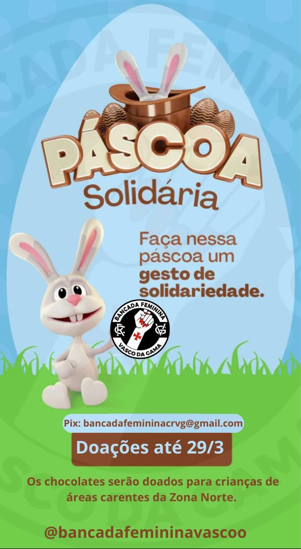 Chegou a época mais doce do ano e a Bancada Feminina busca adoçar todos os anos a Páscoa das crianças mais carentes de nossa cidade. 

Contamos novamente com todas as nossas integrantes e simpatizantes da causa 🍫

pix: bancadafemininacrvg@gmail.com