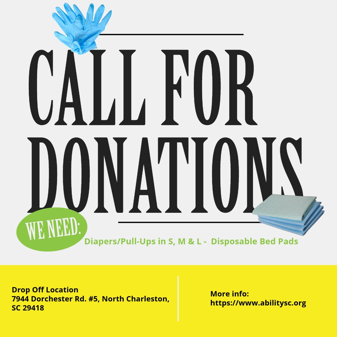 SCAccessAbility's tweet photo. Help us provide comfort and dignity!  We're seeking donations of adult diapers in small, medium, and large sizes, along with disposable bed pads. Your support makes a meaningful difference.
#donatedignity #mutualaid https://t.co/OQhxgekNJK
