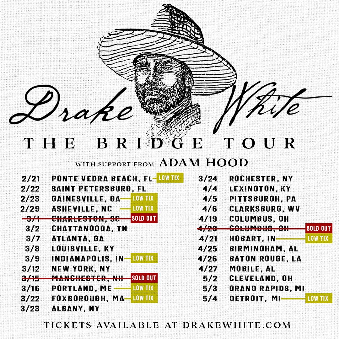 Here we go! Day one of the Bridge Tour is upon us and we can’t wait to see y’all out on the road. Tickets are going fast so make sure ya snag ‘em 🤙🏼 drakewhite.com/tour-2 #drakewhite #bridgetour #tour