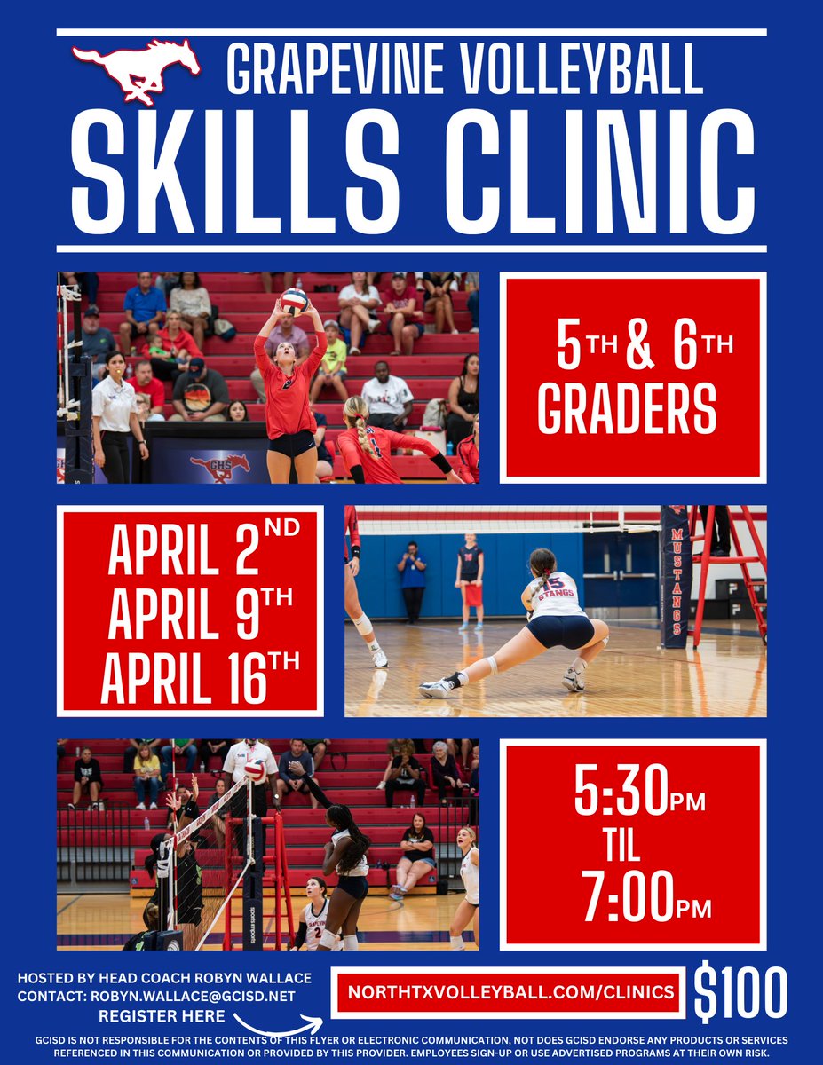SPRING CLINIC! Current 5th and 6th GRADERS! Fundamental skill work and competitive play at an age appropriate level. Northtxvolleyball.com/clinics ⬆️Click for more info! Come grow your skill set with me!