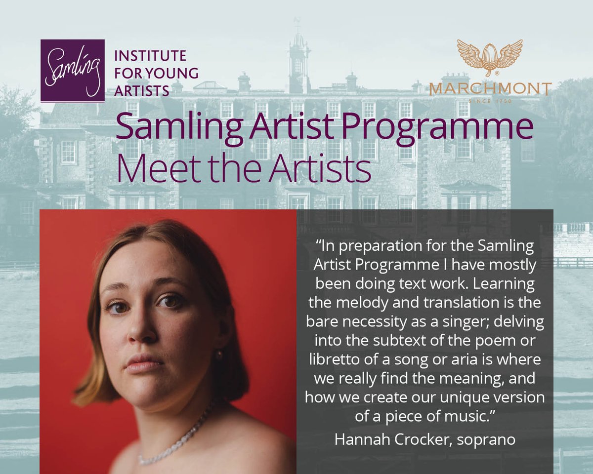 Today, soprano Hannah Crocker, graduate of @TrinityLaban and @RCMLondon tells us about her preparations for our Artist Programme @MarchmontEstate. See Hannah at our masterclass on Saturday 2 March led by Marie McLaughlin, James Baillieu and Susannah Waters samling.org.uk/events/samling…