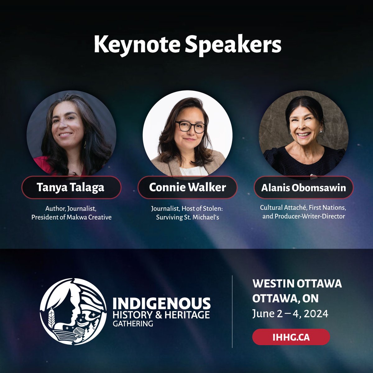 We are honoured to announce the distinguished Keynote Speakers for our upcoming plenary session, 'Storytellers in Dialogue,' where we'll share stories that have shaped Indigenous communities across generations. For details and to register, visit: ihhg.ca