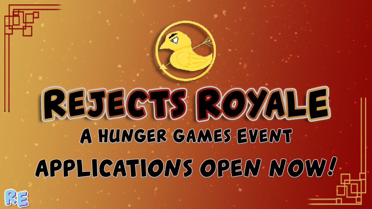 RejectEvents's tweet photo. Are you ready to be sorted into districts and put against others in the arena... Will you fight or will you hide it out until the end?
The applications for the Reject Events Rejects Royale event are now OPEN
APPLY HERE: https://t.co/qOlTcmQ2pn
#minecraftevent #rejectevents https://t.co/y601zz5DEr