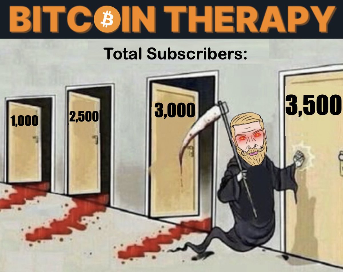 Another milestone achieved 🚀 

3,500 subscribers to #Bitcoin Therapy ‼️ 

Stay up to date on all the news 🧠 

Sign up for FREE below👇🏽