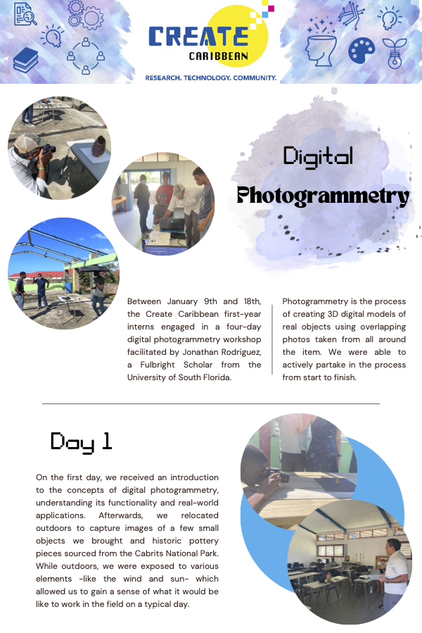 CreateCaribbean's tweet photo. Over the course of January 9th to 18th, our first-year interns at Create Caribbean embarked on an exciting journey delving into the world of digital photogrammetry. 

#CreateCaribbean #DigitalPhotogrammetry #JonathanRodriguez #InternshipJourney https://t.co/JZNdc59URz